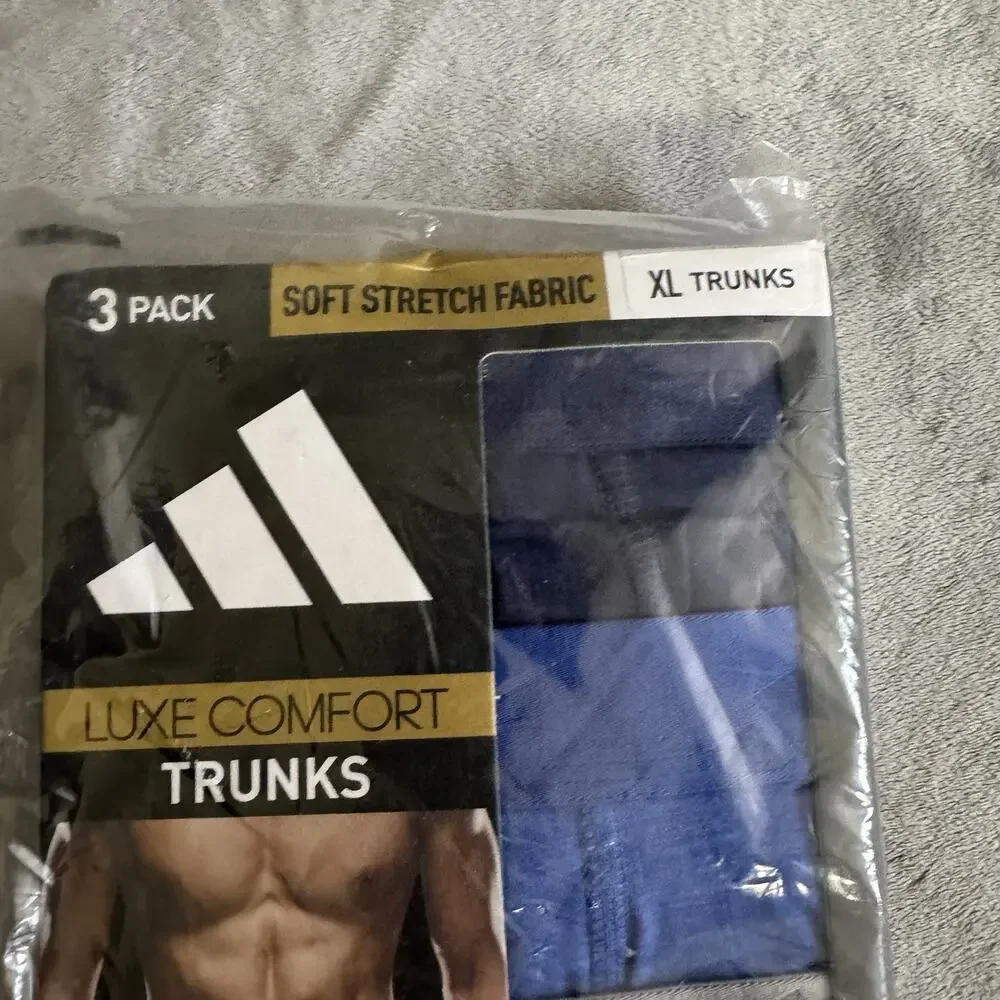 Adidas Men’s Luxe Comfort Trunks XL 3 Pack Blue Gray Soft Stretch Fabric JJ7481‎